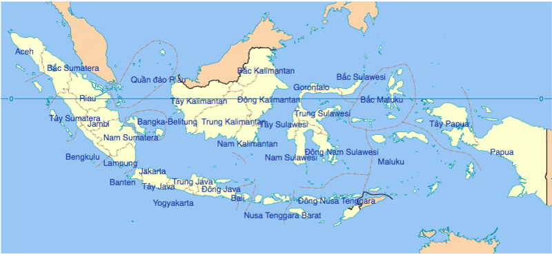 Phân tích hành chính trên bản đồ đất nước Indonesia