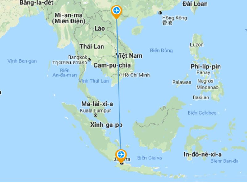 Bay trực tiếp qua Indonesia