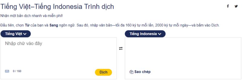 Website Tiếng Việt – Tiếng Indonesia Trình dịch