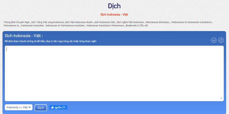 Dịch tiếng Indonesia sang tiếng Việt bằng vietnamese-translation.com